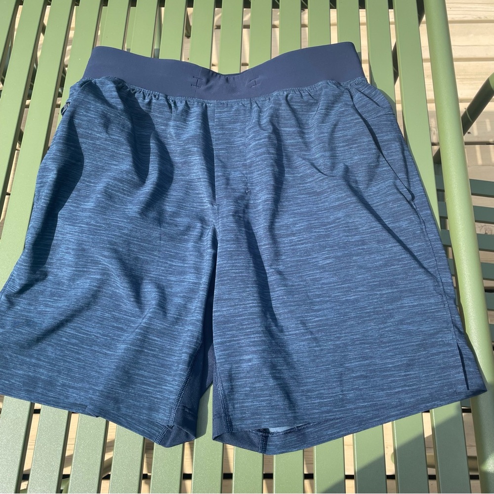 Lululemon T.H.E 7” linerless shorts Size M Heathered Blue